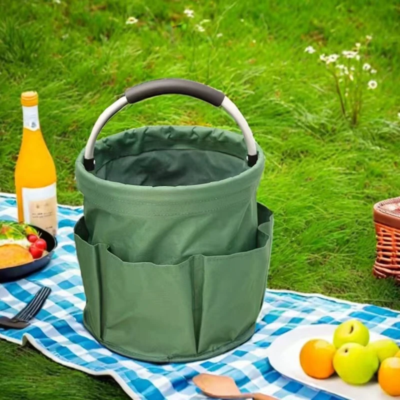 

Large Storage Organiser Bag Folding Basket Picnic Tote Outdoor Cleaning Caddy with Handle Tool Bag Beach Storage Basket