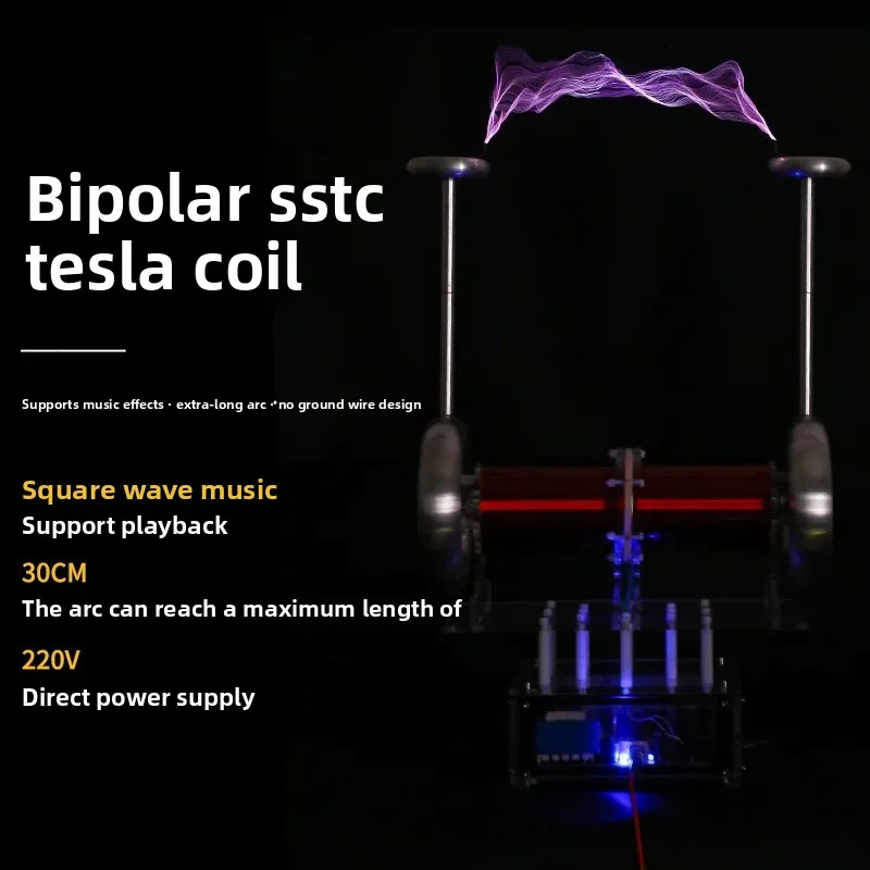 Musical Bipolar SSTC Coil, Artificial Lightning Magnetic Storm Generator, Educational Science Toy