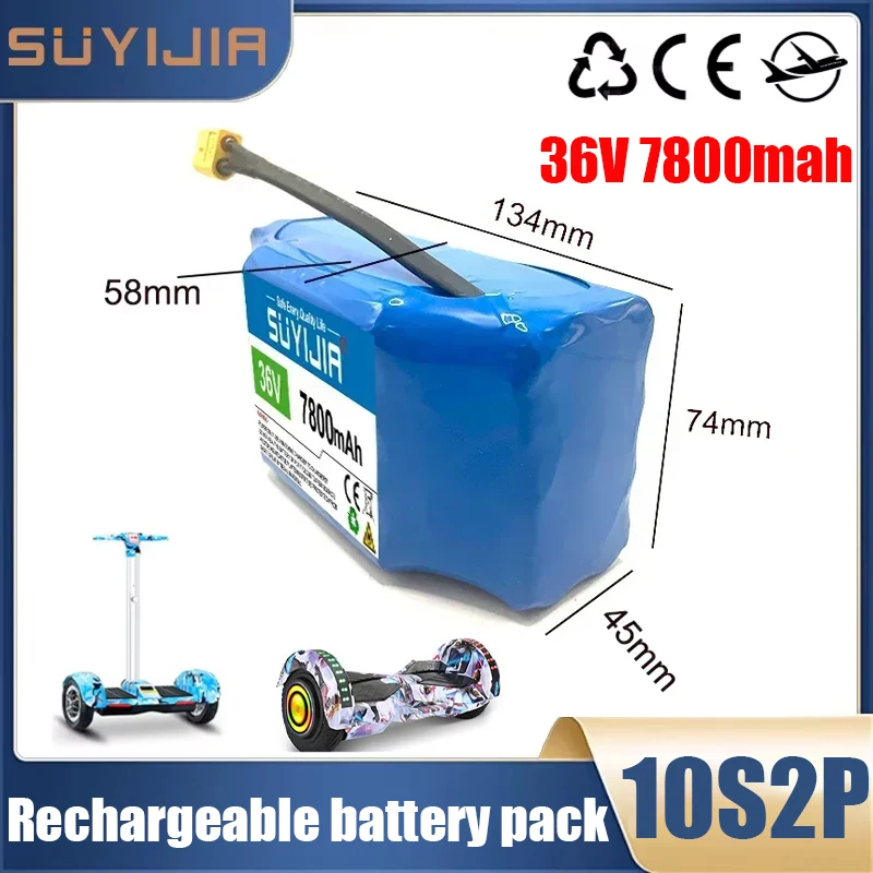 

10S2P 18650 36V 7800mah lithium-ion rechargeable battery pack for scooter balance two-wheeler smart scooter battery built-in BMS