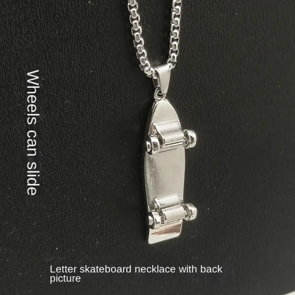 Male Jewelry Female Clavicle Chain Silver Letter Skateboard Necklace Men Necklace Women Clavicle Chain Korean Style Necklace