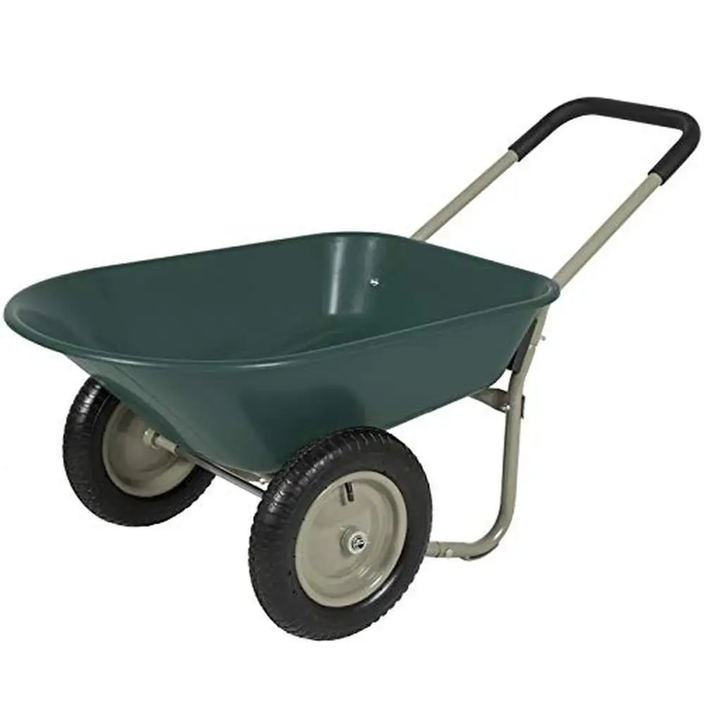 2-Tire Polyurethane Wheelbarrow Cart 330 lbs Capacity Easy-Steer Rubber Wheels 36