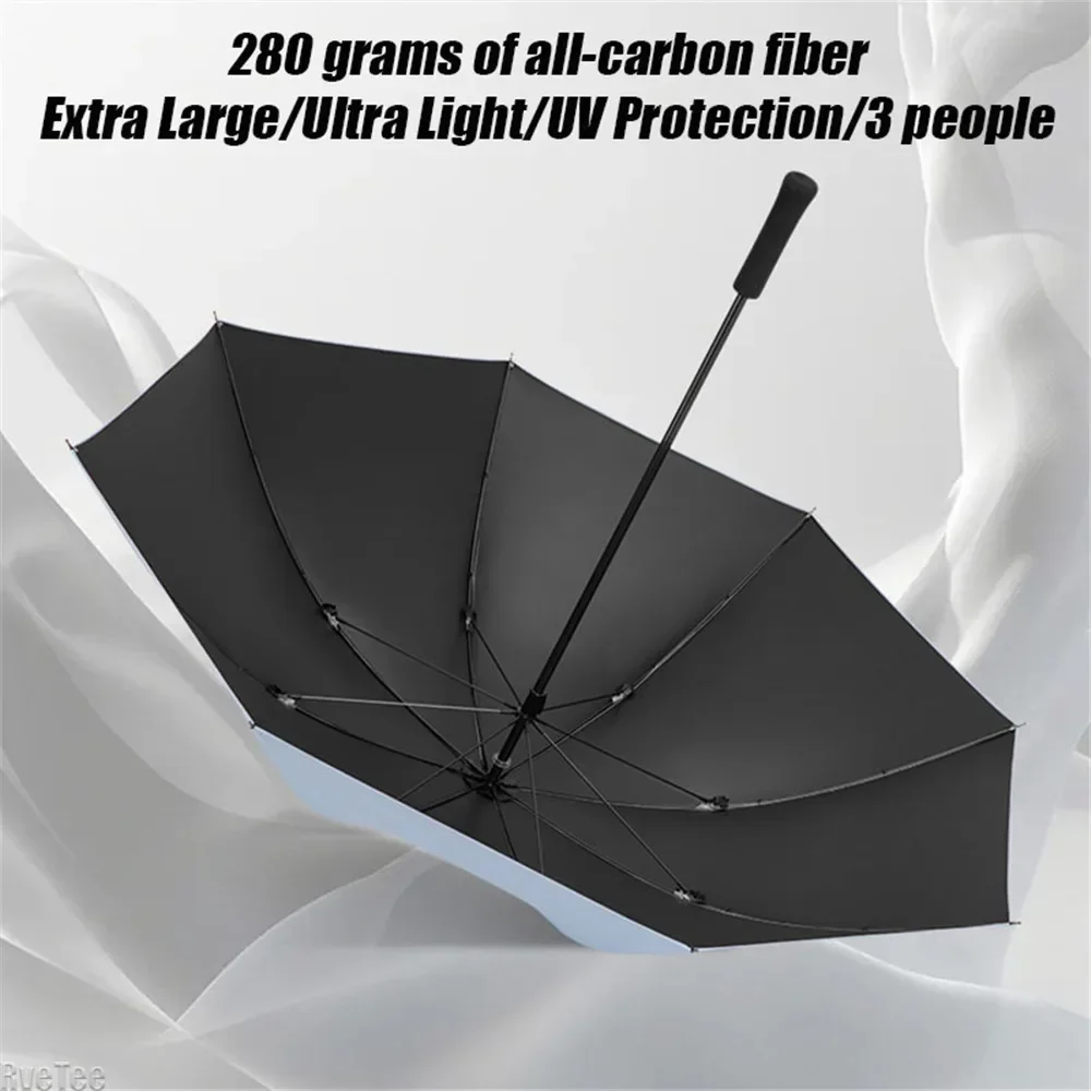 Carbon Fiber Long Handle Umbrella Full Carbon Fiber 8 Bones Ultra Lightweight Vinyl Manual Golf Sunscreen Rainproof Umbrella