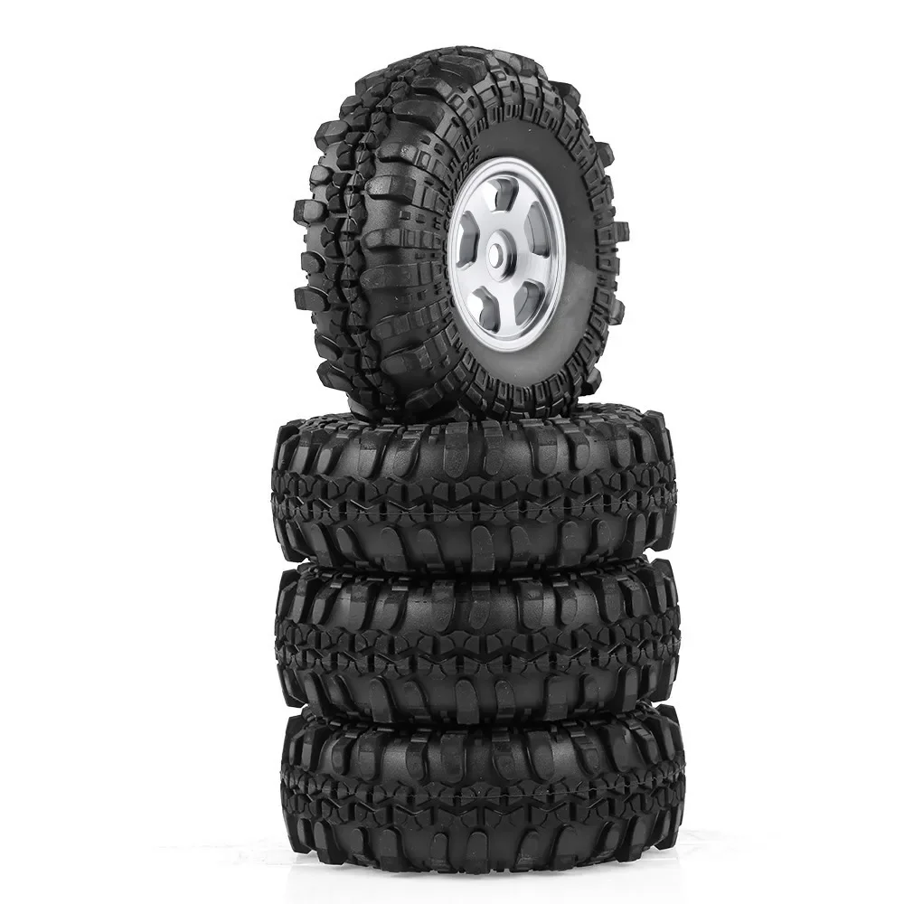 

4PCS 1.0" 49*18mm Beadlock Micro Crawler Wheel Rims Tires Set for 1/24 RC Crawler Car Axial SCX24 90081 AXI00001