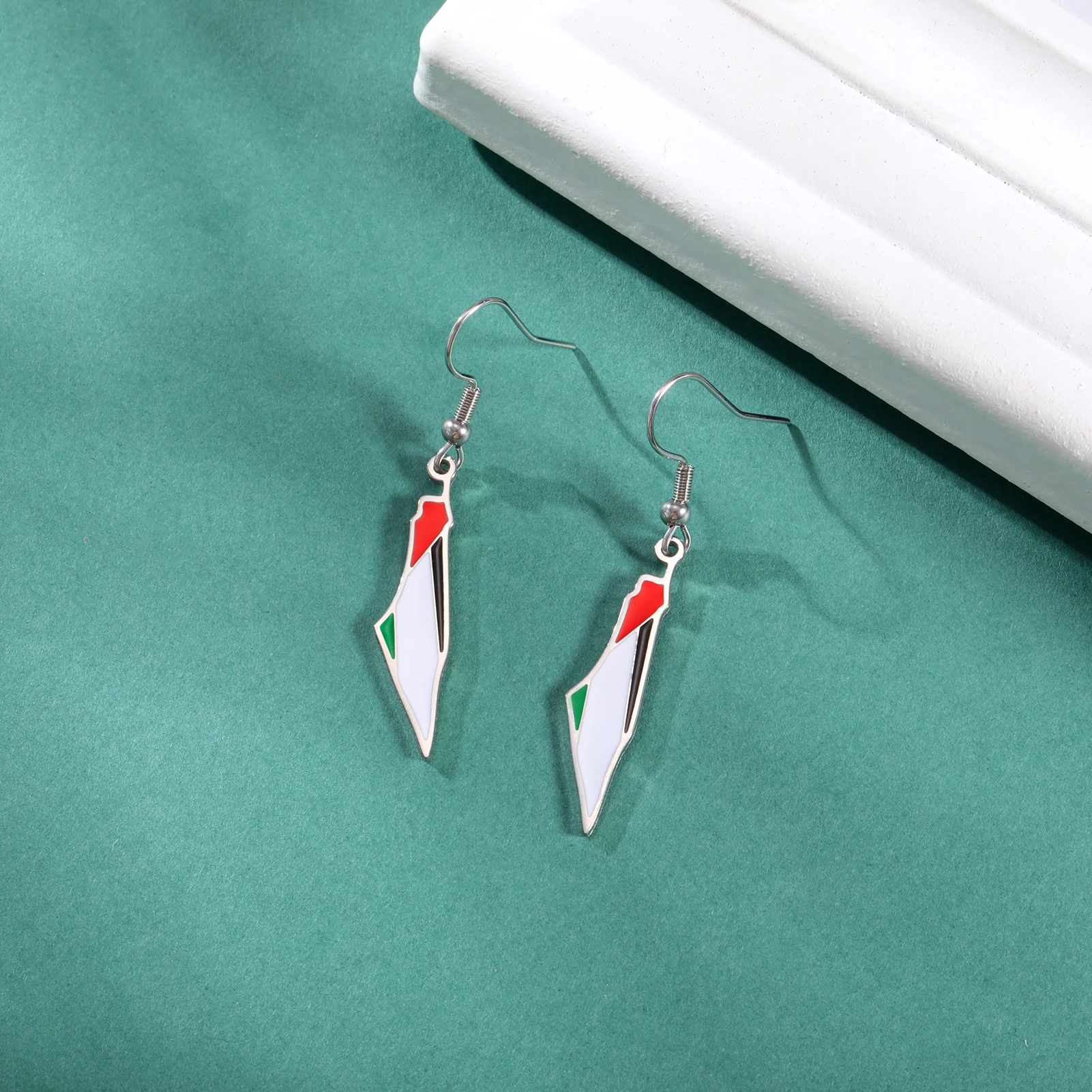 Stainless Steel Palestine Map Drop Earrings For Women Enamel Country Map Dangle Ear Jewelry Fashion Souvenir Gift - view 3