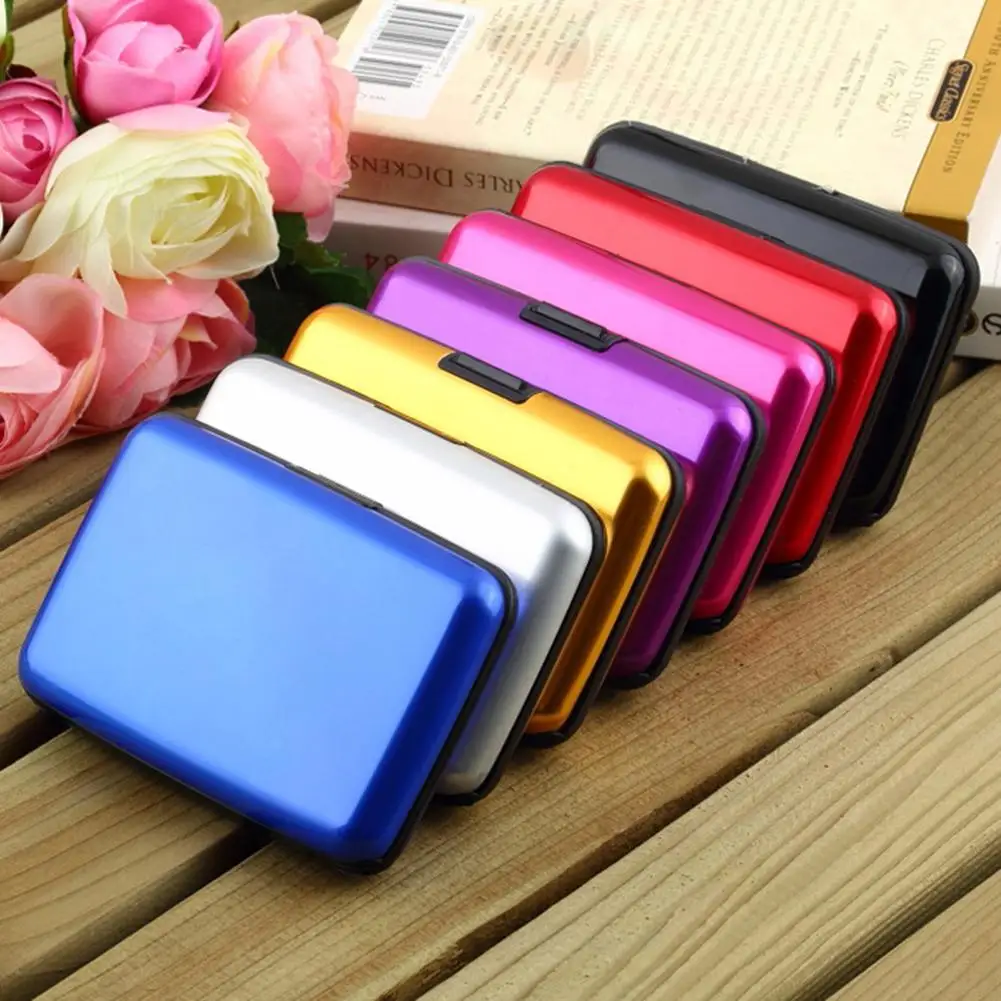 1Pc Compact Card Holder Fashionable Waterproof Card Case Antimagnetic Aluminium Men Women Travel RFID Blocking Wallet Daily Use