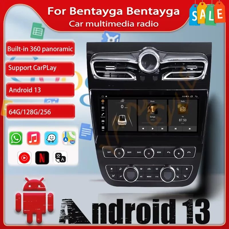 Qualcomm Multimedia Android 13 Screen For Bentley Flying Spur Continental GT Bentayga Upgrade 2024 GPS Navi Car Radio Head Unit