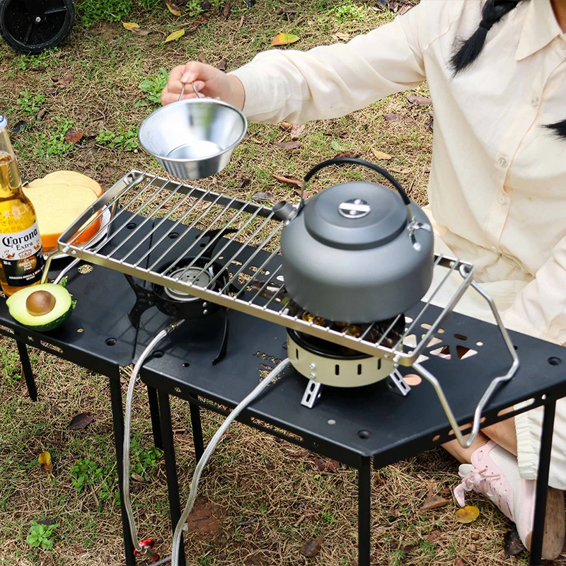 Grill wielofunkcyjny składany Grill przy ognisku przenośny ruszt Grill kempingowy ze stali nierdzewnej stojak na kuchenkę gazową