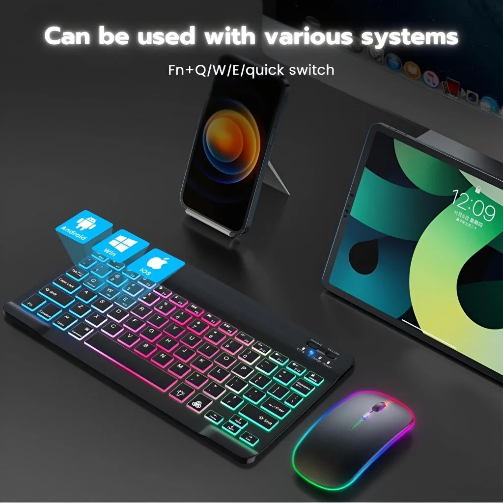 Backlight Wireless Keyboard for Samsung Galaxy Tab S10 S9 S8 Ultra FE A9 Plus Tablet Keyboard And Mouse for iPad Pro 11 Keyboard