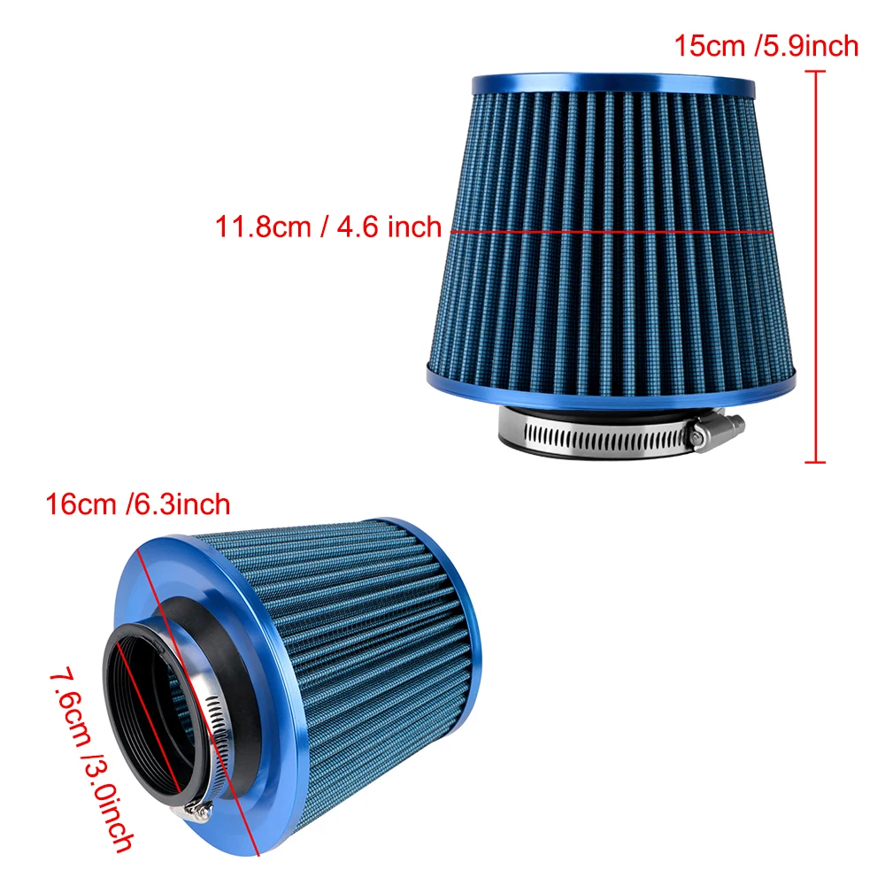 Induction Kit Sport Power Mesh Cone 76MM Universal Cold Air Intake Filter Car Air Filters 3 Inch High Flow Car Accessories