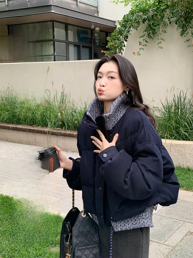 

Зимняя роскошная утепленная куртка Folelse с цветными вставками, женская, новая модель, из прочной шерстяной ткани, с воротником-стойкой, длинными рукавами