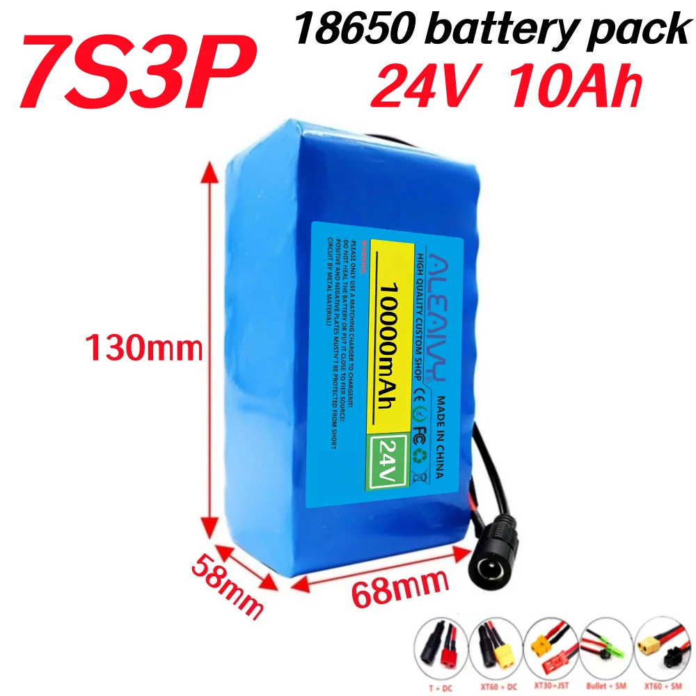 24V 10000mAh(10Ah) 18650 7S3P Li-ion Battery Pack +29.4V 2A Charger for Wheelchairs Power Replacement Battery.