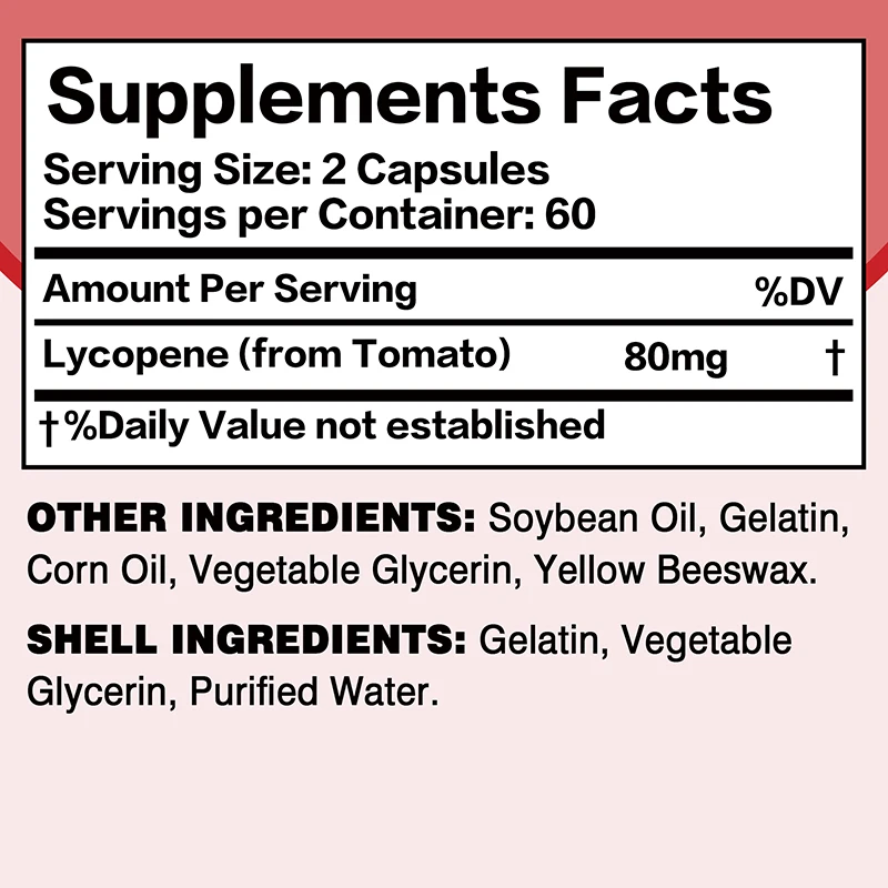 Lycopene Capsules - Promotes Prostate, Heart, Vision Health, Immune Support, Antioxidant