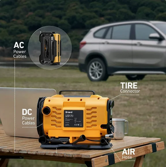 

Автомобильный воздушный компрессор AC/DC 110-230В и 12В, портативный, с двойным питанием, для накачки шин
