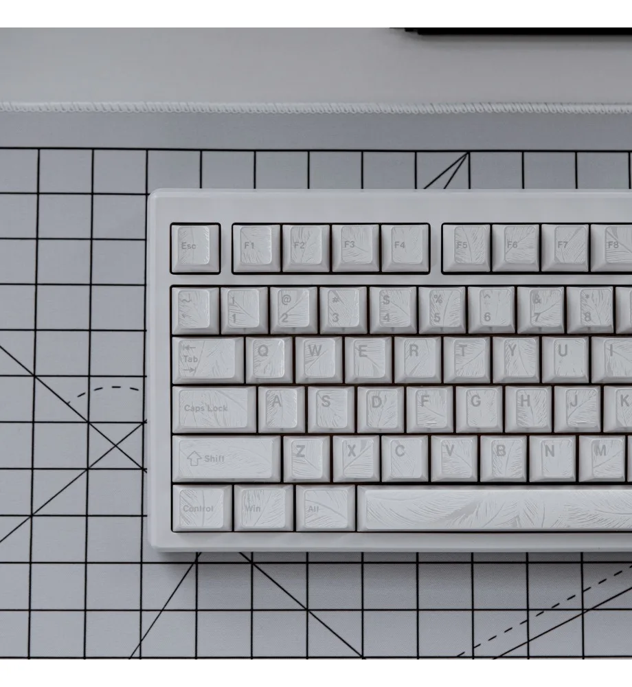 Keycap personality mechanical keyboard magnetic axis PBT hot sublimation original silver feather embossed keycap white