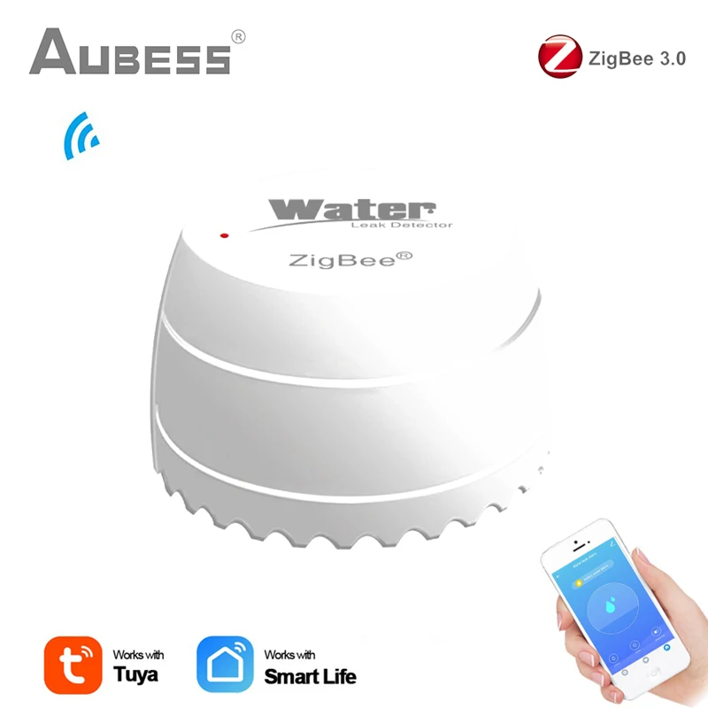 Detector de fugas de agua Tuya Zigbee, Sensor de inundación de agua para el hogar inteligente, alerta de desbordamiento, seguridad, funciona con la