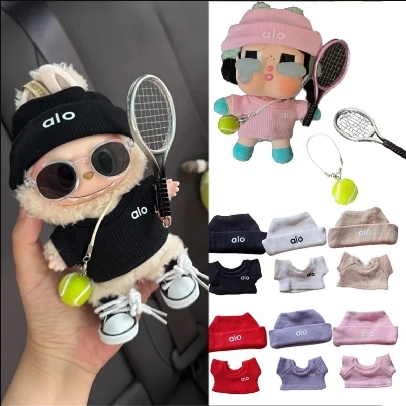 Accesorios Deportivos de Tenis y Bádminton para Muñeca Labubu/Crybaby de 15-17 cm: Sombrero Plano, Pantalones, Ropa, Suéter, Falda Plisada, Conjunto de Ropa