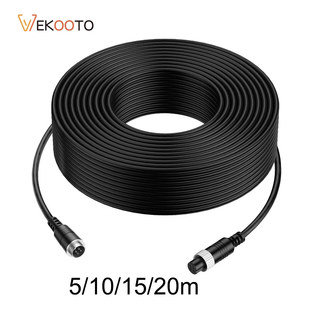 Car Video 4-Pin Aviation Extension Cable for CCTV Rearview Camera Truck Trailer Camper Bus Vehicle Backup Monitor System