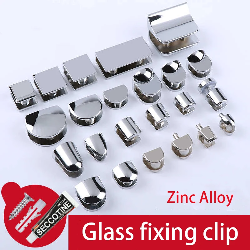 

4/8/12Pcs Zinc Alloy Glass Clip Bathroom Mirror Clip Fixing Bracket Mirror Glass Clip Bracket Furniture Hardware Accessory