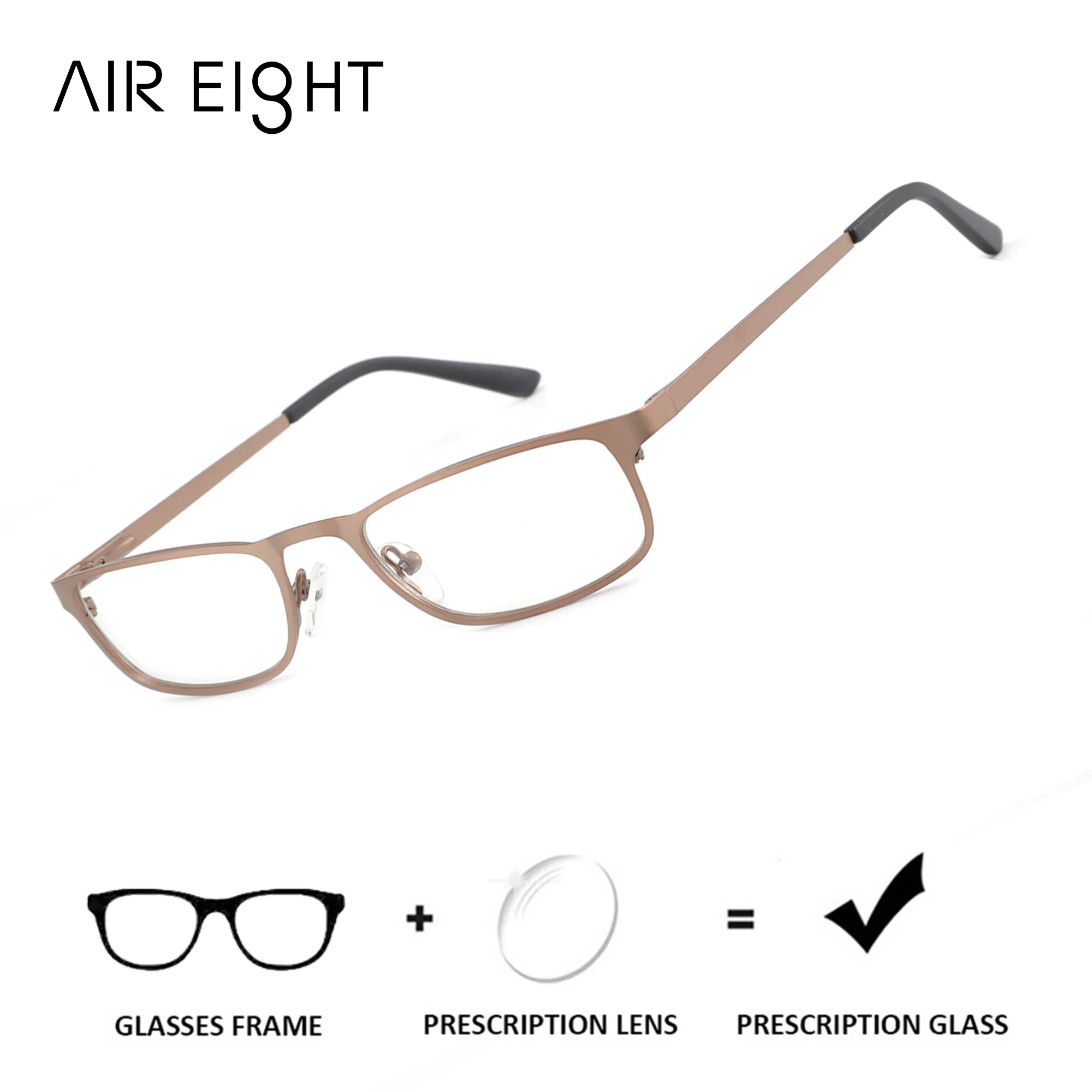 

AIR EIGHT Rectangle Metal Prescription Glasses For Men Photochromic Lenses with Optical Recipe Progressive Multifocal Eyewear