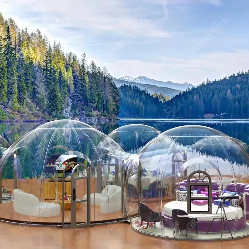 High Quality Removable Glamping Designs Polycarbonate Starry Sky Romm Dome Bubble House with Bathroom