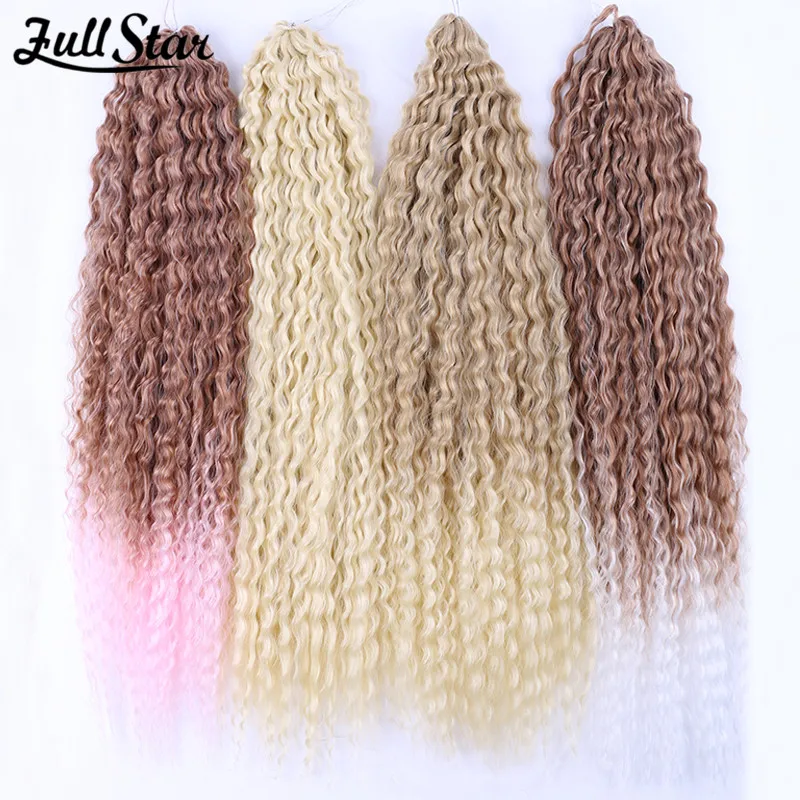 Full Star Yaki Kinky Curly Synthetic Hair Crochet Braids Afro Curls Braiding Hair Extensions Ombre Soft Marley Braids Hair Brown