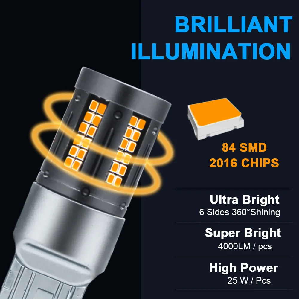 1pcs 2016 84smd Canbus S25 1156 P21W BA15S LED BAY15D BAU15S PY21W T20 LED 7440 7443 W21W 1157 led Bulbs For Turn Signal Light