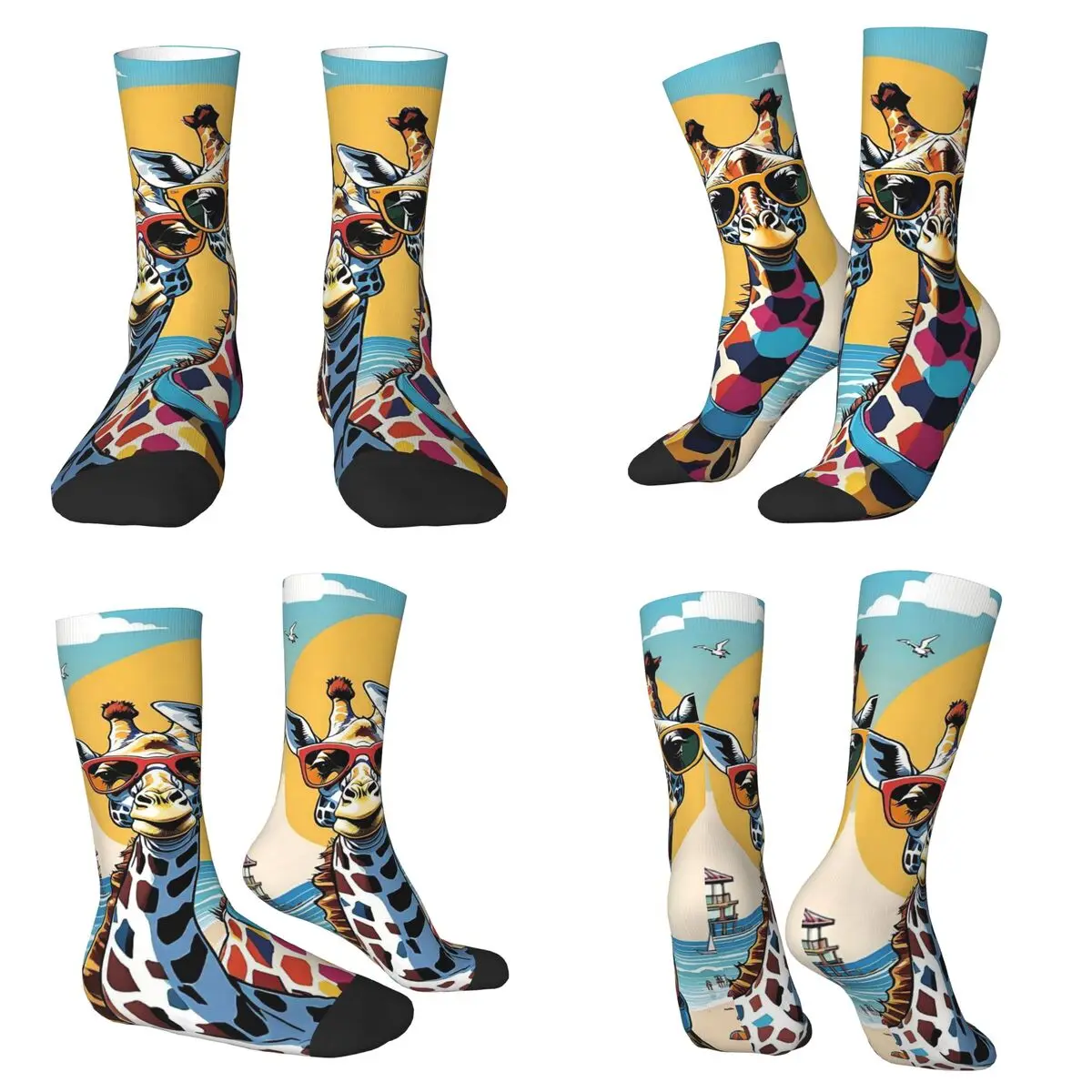 

Цветные носки с принтом жирафа, впитывающие пот чулки в стиле Харадзюку, всесезонные длинные носки, аксессуары для унисекс, рождественские подарки
