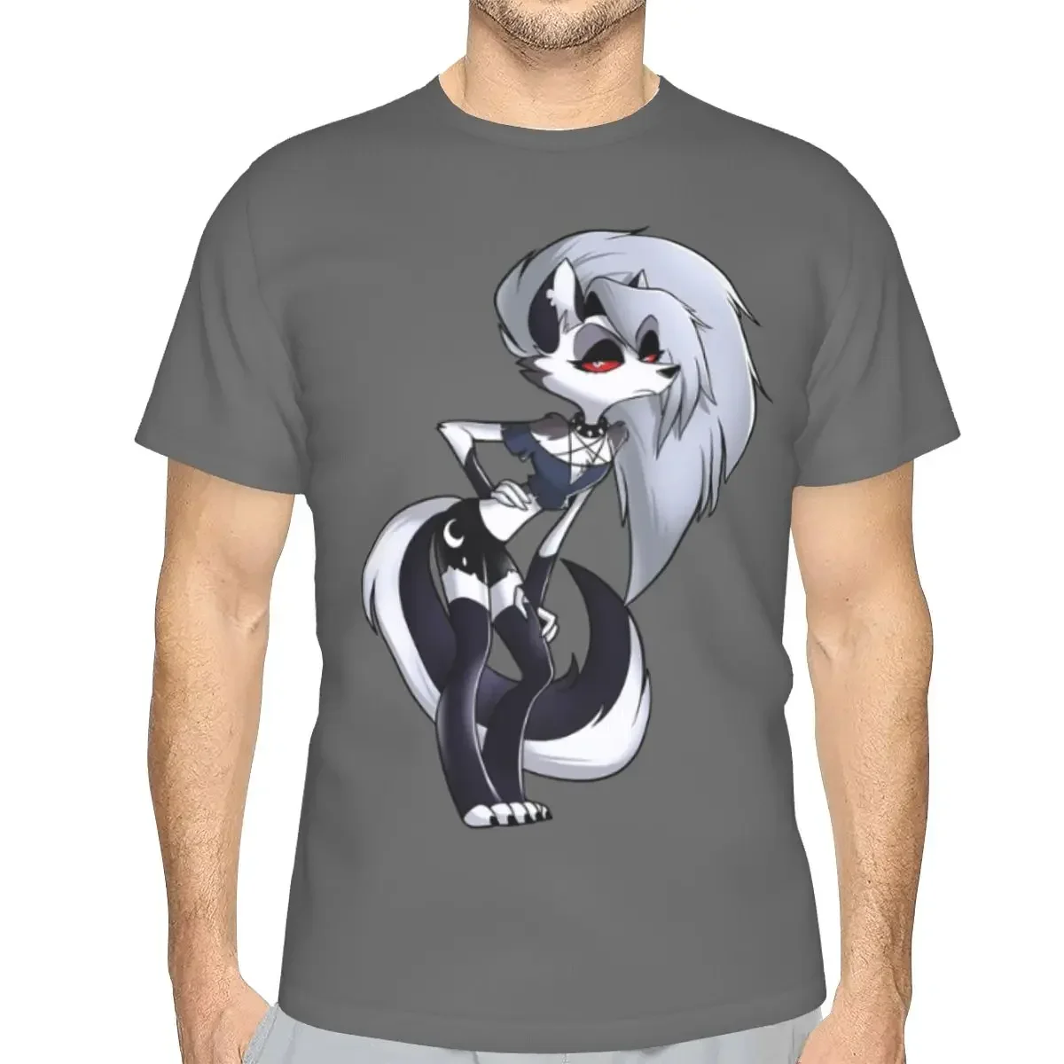 polyester Helluva Boss Loona T-Shirt Men's Fashion T Shirt Men O-Neck Summer Shirts Tops