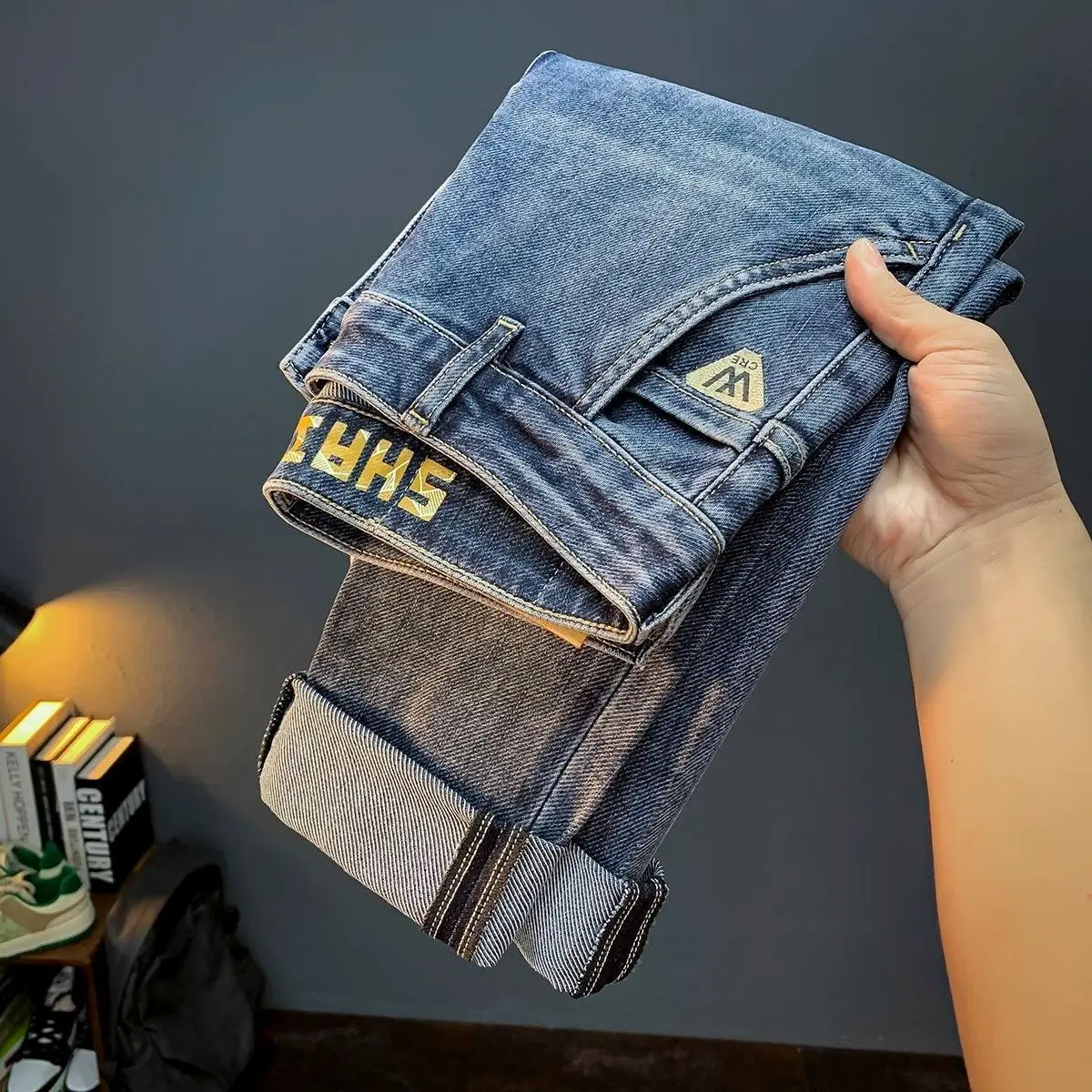 Designer Jeans Man High Quality Men's Clothing Genuine Clearance Light Luxury Cattle Goods Original Tail Goods Jeans Men's Pants