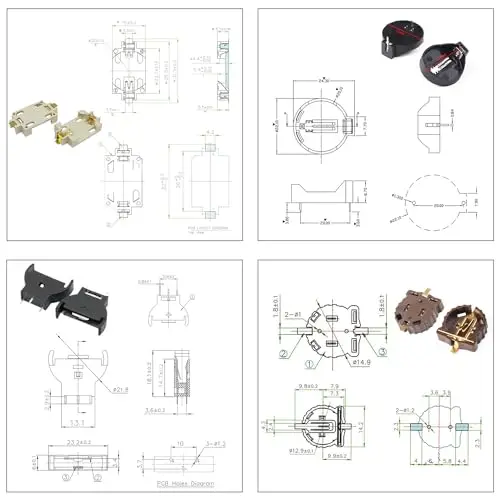 مجموعة حامل بطارية متنوعة CR2032 CR2450 CR1220 خلية عملة زر مع أسلاك تشغيل/إيقاف مفتاح I-Type وT-Type للإلكترونيات DIY P