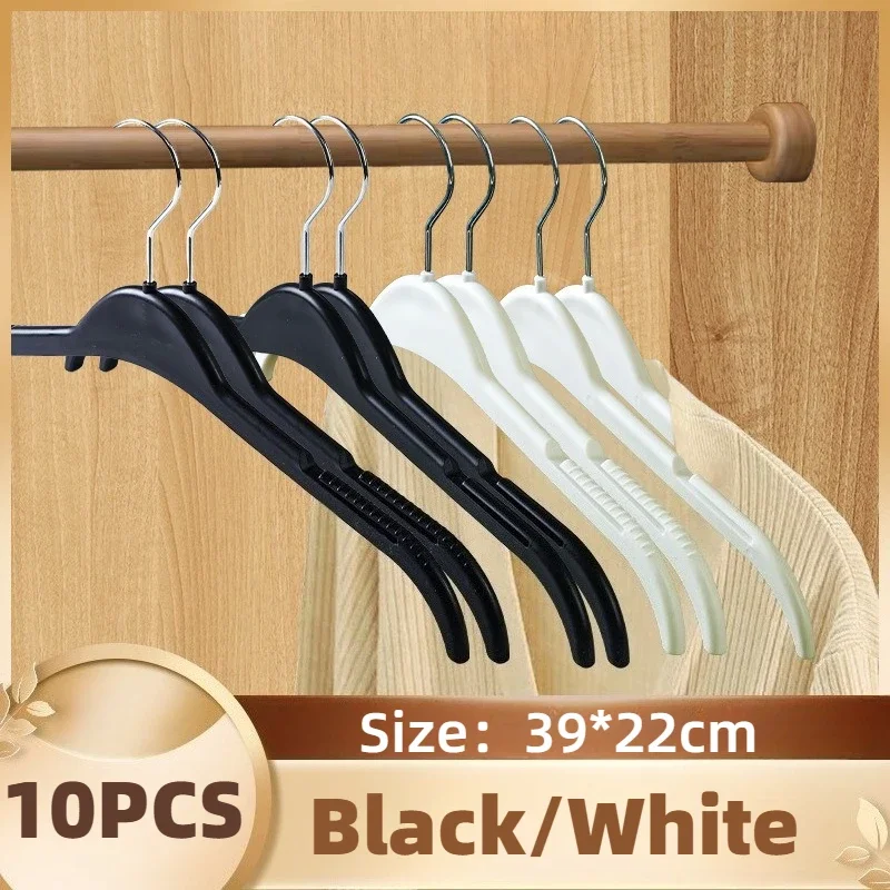 Black/White Durable Plastic Clothes Hangers Space Saving Closet Organizers with Notches for Shirts Dresses Slim Clothing Hangers