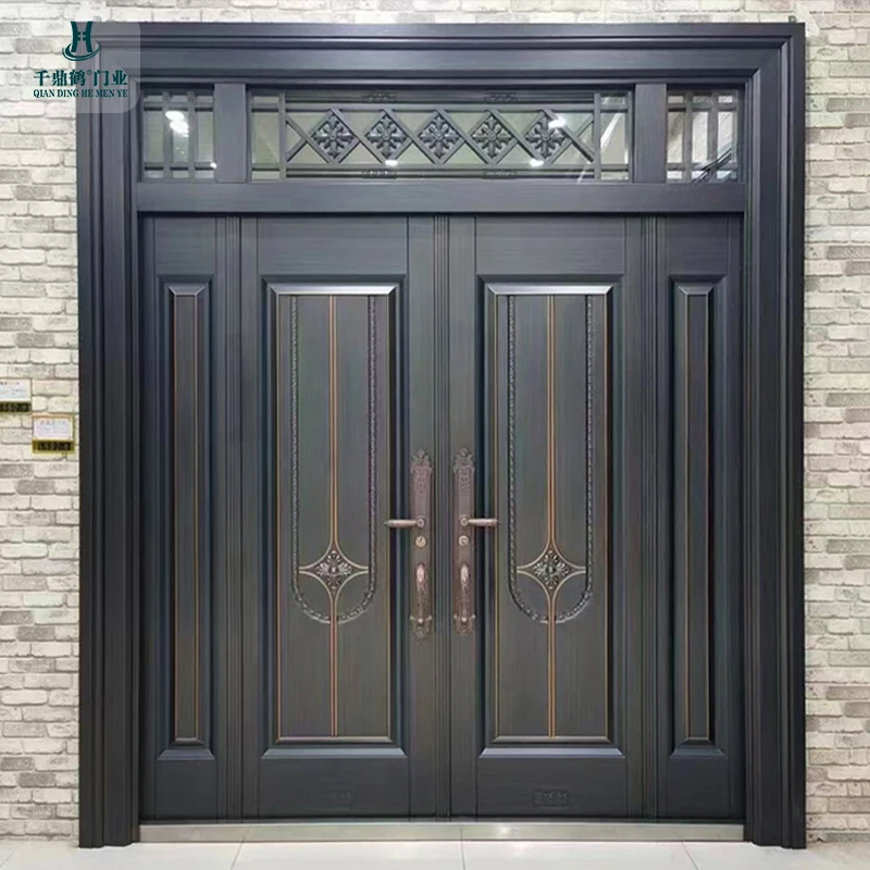 Heightened and Thickened Cast Aluminum Doors Roman Column Design Residential Entrance Doors Custommade Engineering Doors