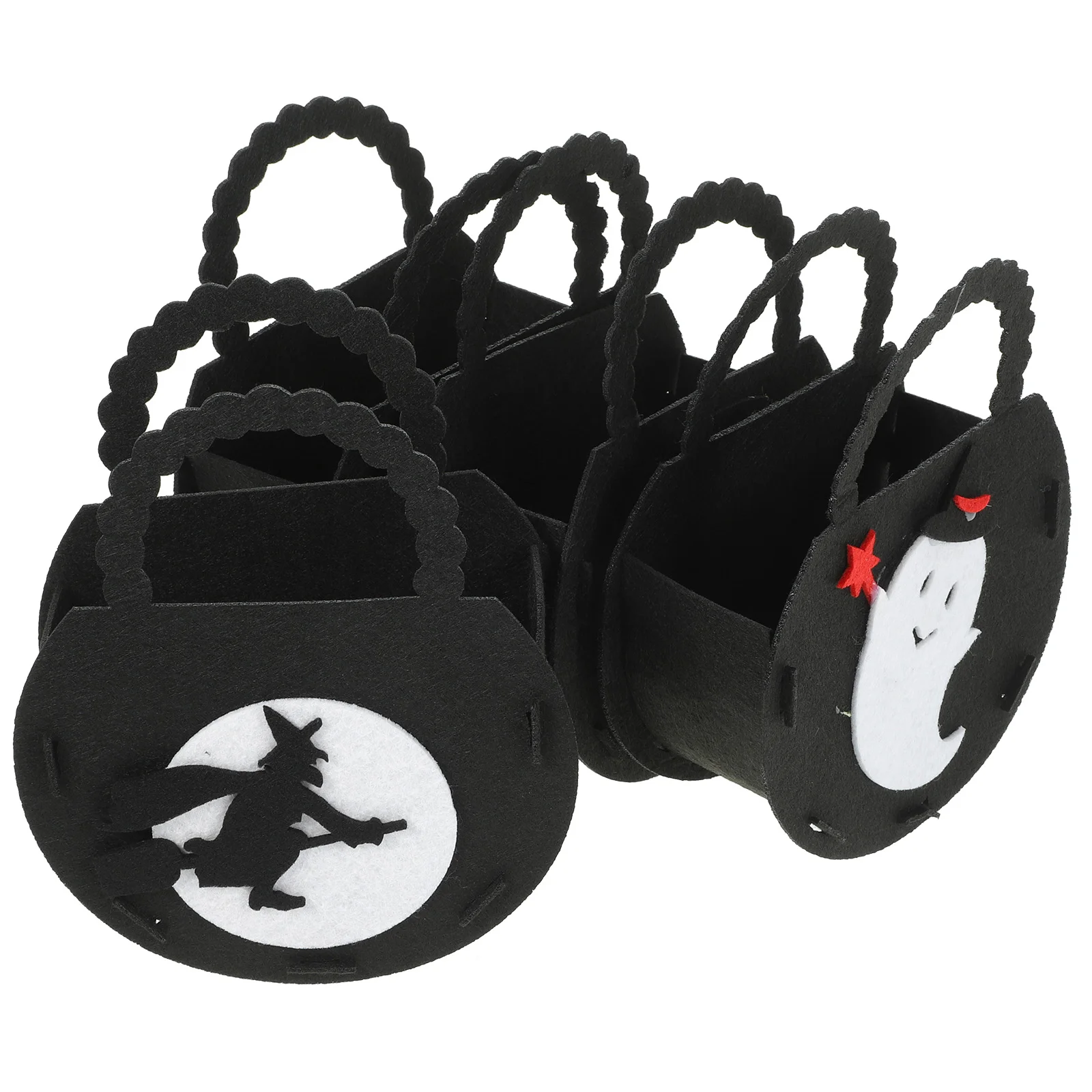 4 buah tas hadiah untuk anak-anak Halloween ember dengan pegangan permen hadiah kantong labu