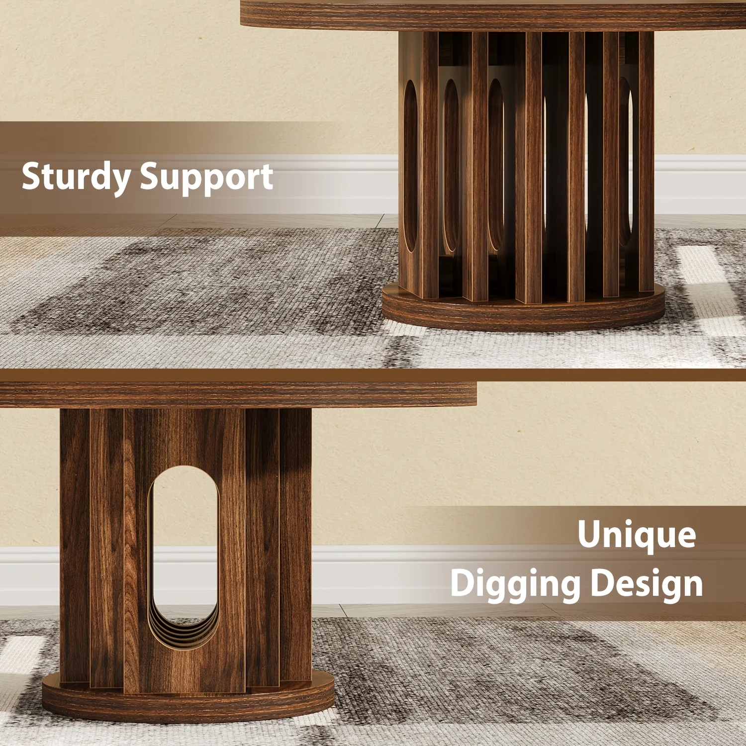 

31.5" Round Coffee Table with Thickened 1.18" Tabletop & Heavy-Duty MDF Base - Modern Walnut Space-Saving Wood Fiberboard Center Table for Small Living Rooms, Easy Assembly, Contemporary Hole-Panel Design (31.5" Circle)