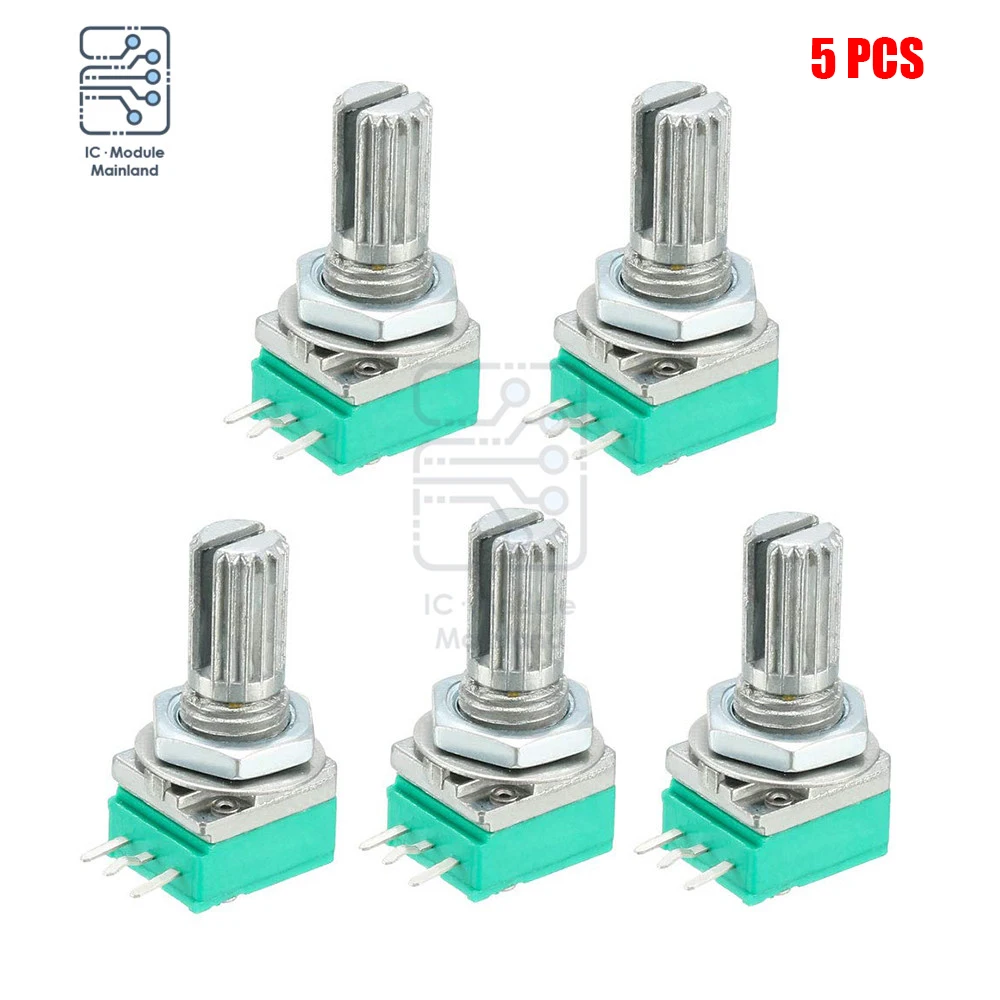 5PCS 6mm 3 pin Potentiometer B Typ 5K 10K B20K B50K B100K B500K ohm Drehen Gerändelt shaft Linear Rotary Potentiometer