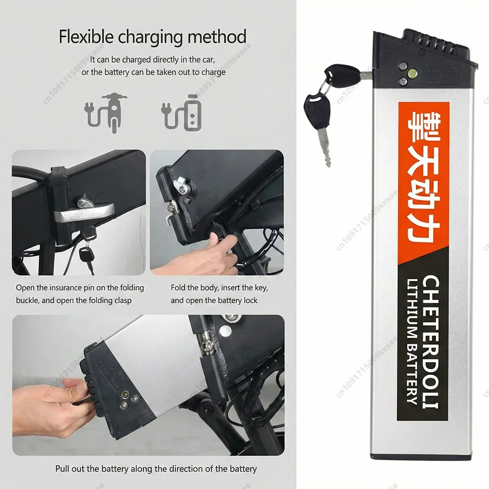 Reoaoone DCH-006 36V 48V Battery 430mm 410mm for Samebike Lankeleisi XT750 Folding E-Bike 18650 Lithium Battery Pack 10.4Ah 17Ah
