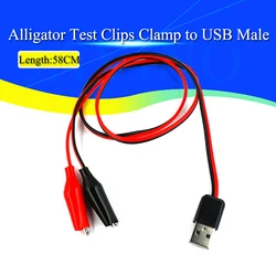 Alligator Test Clips Clamp to USB Male / USB Female Connector Power Supply Adapter Wire 58cm/50CM Cable Red and Black