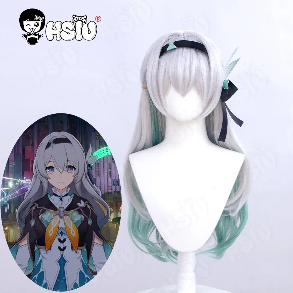 

Firefly Cosplay Wig Fiber synthetic wig Game Honkai Star Rail Cosplay「HSIU 」Silver White Gradient Lake Green Long Wig+Wig Cap