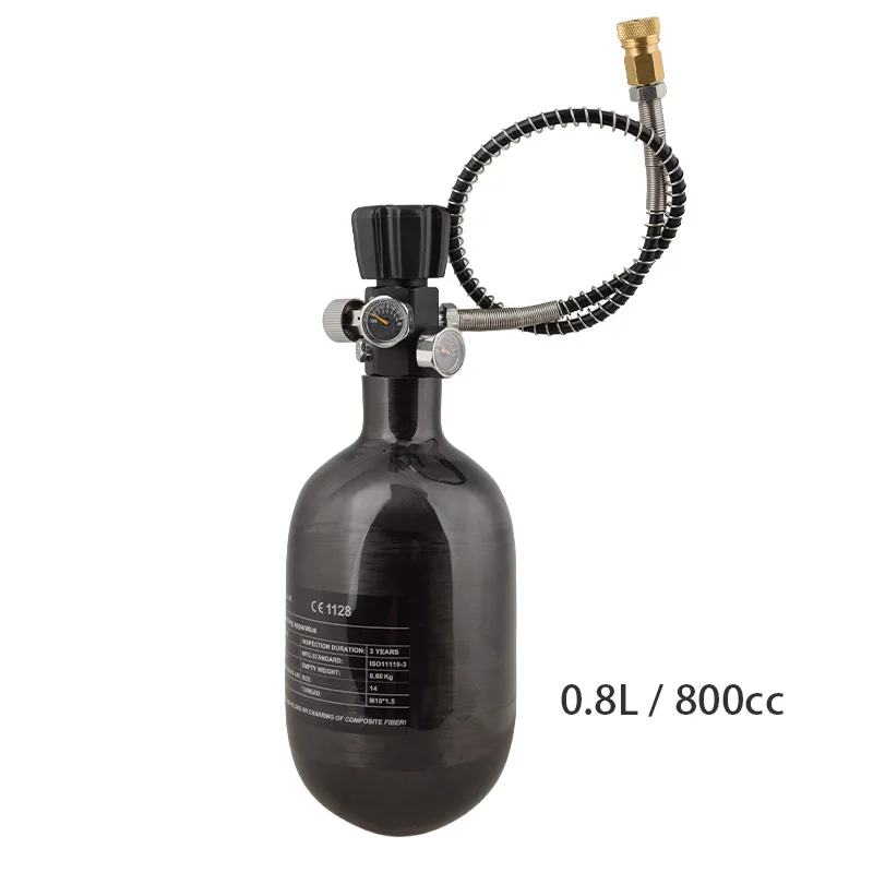 HPA Scuba 0.8L/800cc Carbon Fiber Air Tank M18*1.5 Thread Gas Cylinder 300Bar 4500psi For Diving CO2 Soda Water Accesories