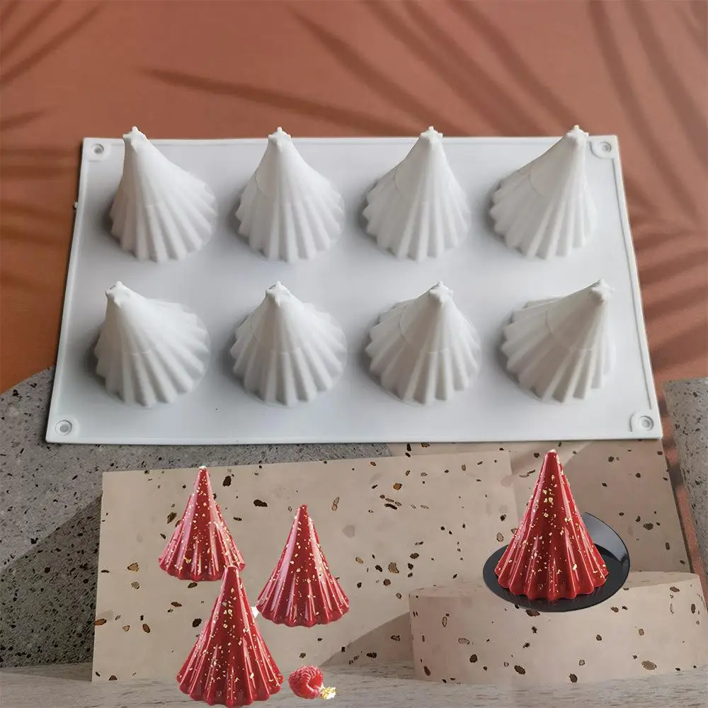 8-Gitter-Weihnachtsbaum, DIY-Silikonform, Zuckerguss, Kekse, Aroma, Kerzenform, Streifenbaum, Schokoladenform