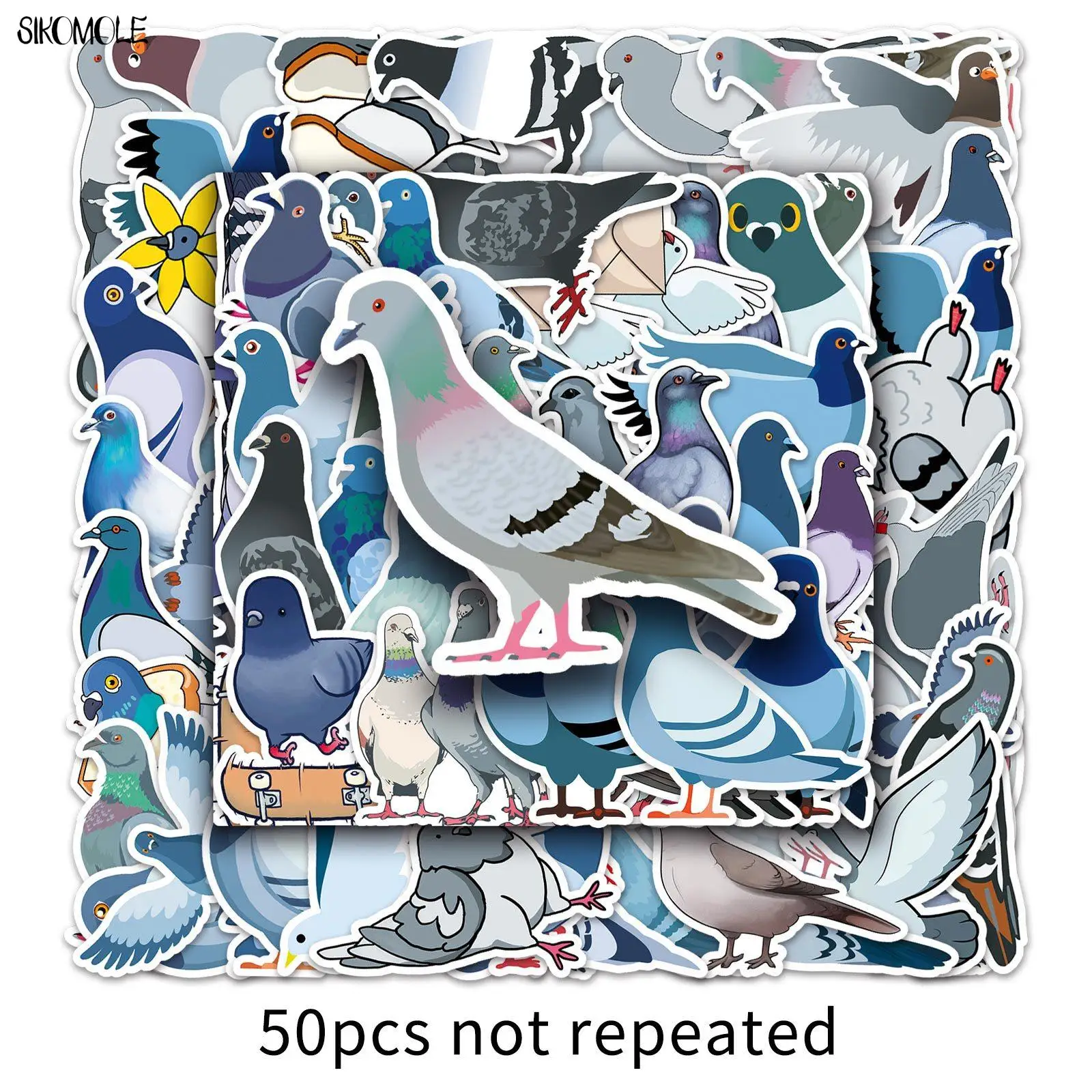 10/30/50pcs Cute Dove Graffiti Stickers Bird Cool Animals DIY Laptop Suitcase Skateboard Guitar Cartoon Sticker Kid Gift Toys