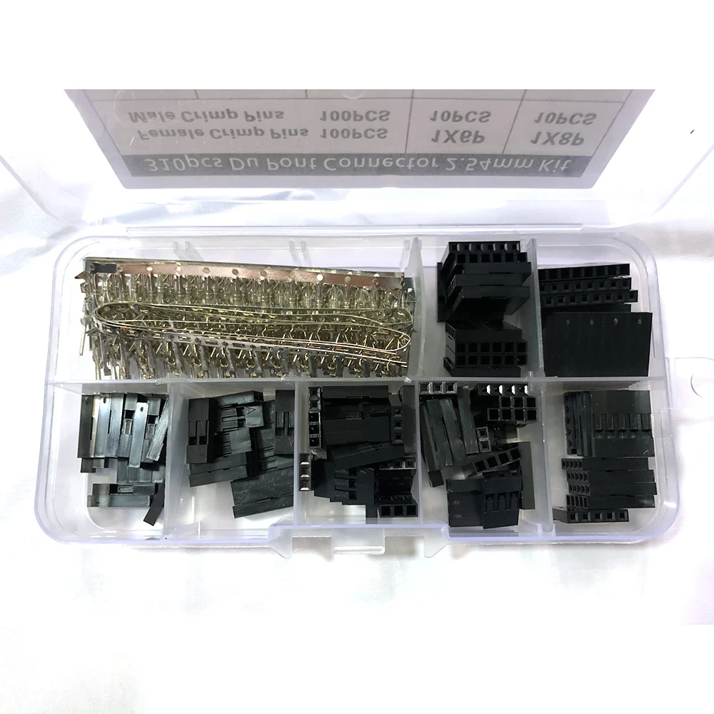 310Pcs Dupont Connector 2.54MM Cable Jumper Wire Pin Header Housing Kit Male Crimp Pins+Female Terminal