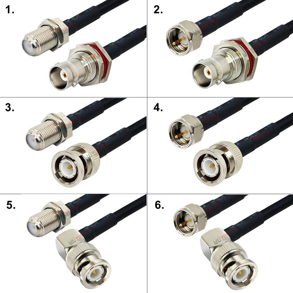 

RG-58 BNC to F RF Cable Waterproof BNC Female Jack or BNC Male to F Male Plug RG58 Antennas Wireless RF Coaxial Extension Cable