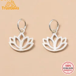 TrustDavis Real 925 Sterling Silver Fashion New Hollow Out Lotus Charm Pendant Handmade DIY Accessories Jewelry Wholesale DZ138