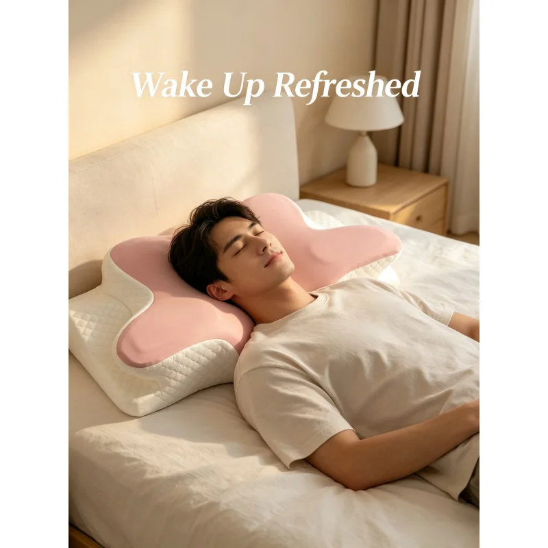 Almohada de Verano Chillax – Soporte Cervical de Algodón de Rebote Lento, Almohada de Sueño Fría con Forma de Mariposa