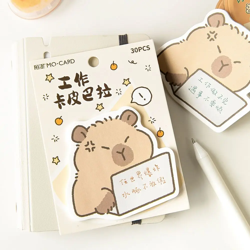 30Sheets Cute Capybara Sticky Notes Stationery Cartoon Notepad Memo Pad