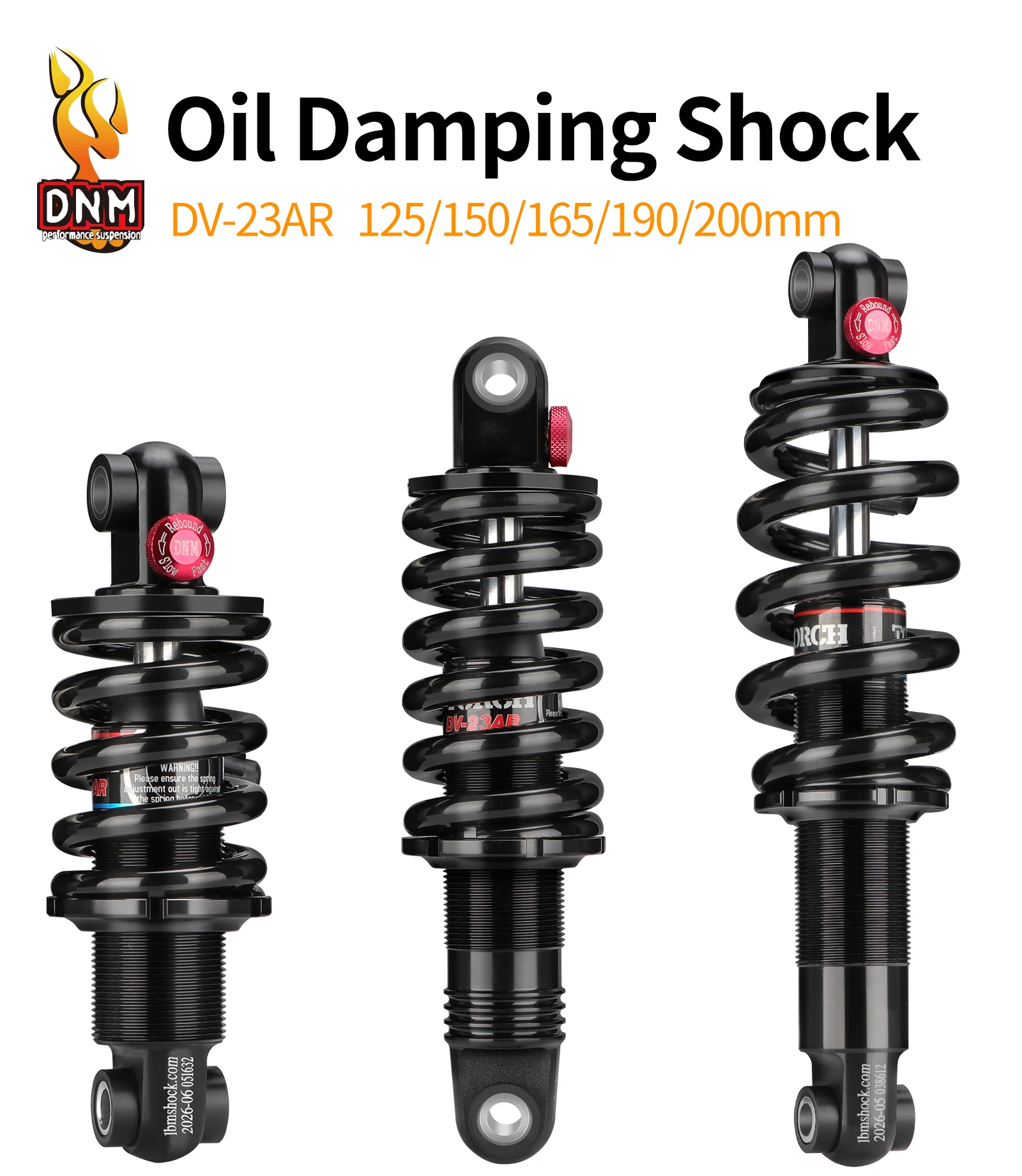 DNM DV-22AR Mountain Bike Spring Shock Absorber 125mm/150mm/165mm/190mm/200mm MTB Bicycle Rear Shock Absorber 450lbs - 1500lbs