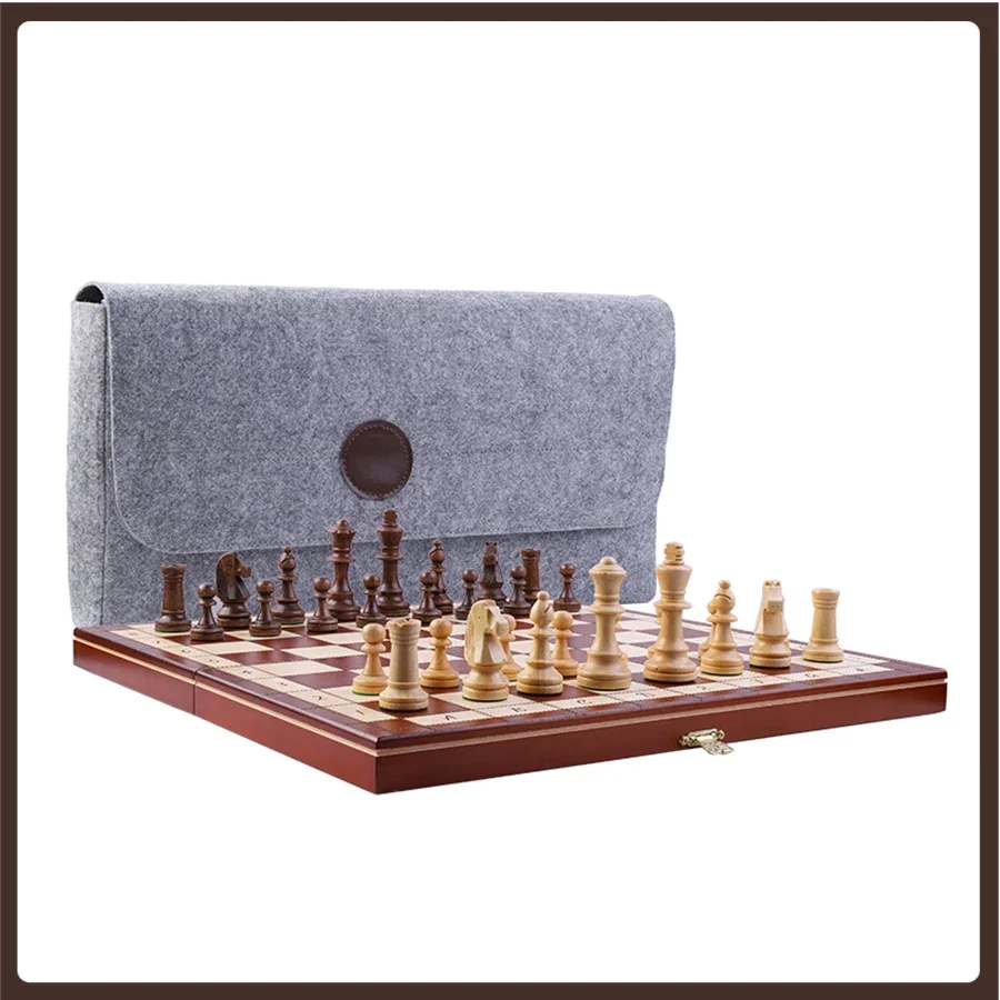 

Luxury Wood Chess Tournament Family Portable Professional Original Official Gilded Coordinate International Chess Ajedrez Gifts