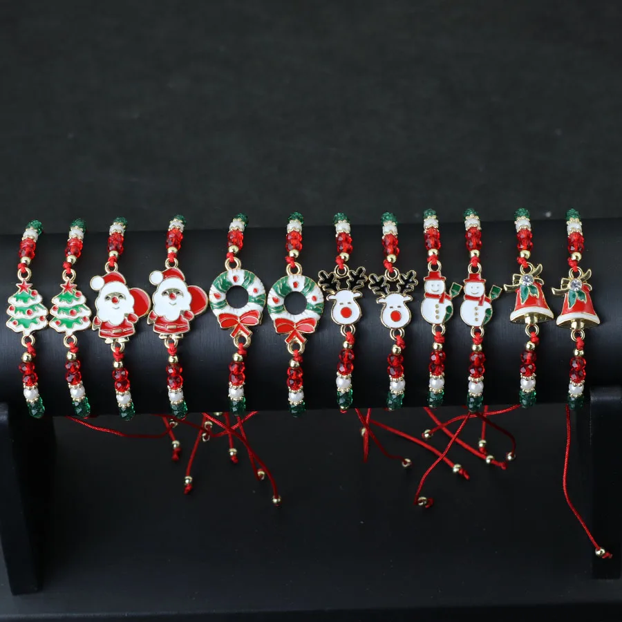 الاقتصادية 12 قطعة/دزينة عيد الميلاد سلسلة سلسلة سوار للجنسين قابل للتعديل عقدة عناصر المهرجان سوار مجوهرات الصداقة الطرف #5