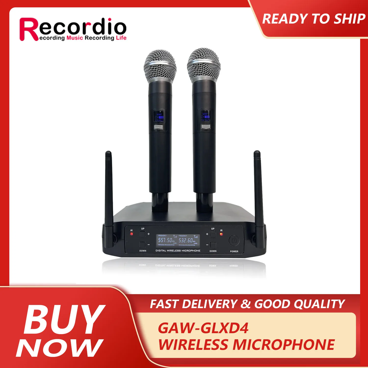 GAW-GLXD4 Hot Professional FM anti howling wireless microphone 1-on-2 s GLXD4 Handheld Dynamic Mic Vocal Wireless Microphone